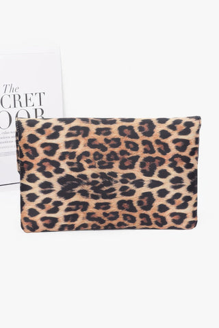 Nylon Leopard Metal Studded Clutch Bag - Wear Arielle