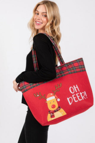 Oh Deer Letter Reindeer Christmas Tote Bag - Wear Arielle