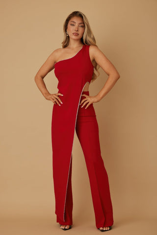 One Shoulder Strap Draped Layer W Rhinestone Sets - Wear Arielle