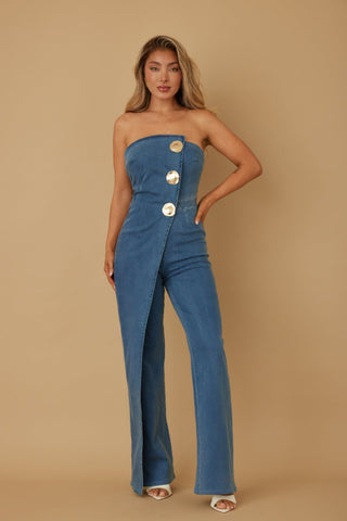 Open Flap Layer Strapless Jumpsuit - Wear Arielle
