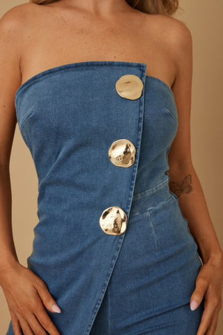 Open Flap Layer Strapless Jumpsuit - Wear Arielle