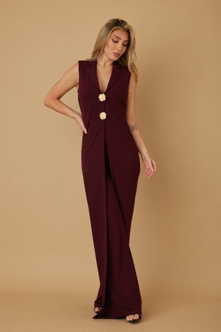 Open Flap With Metal Shank Button Jumpsuit - Wear Arielle