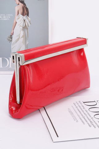 Patent Leather Frame Clutch Bag - Wear Arielle
