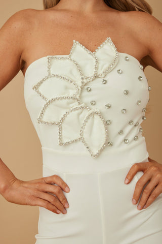 Petal Layer Flap With Rhinestones Jumpsuit - Wear Arielle
