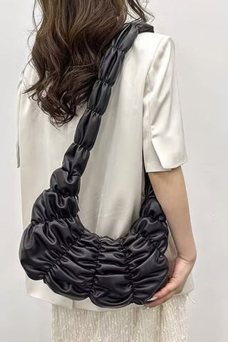 Pleated Faux Leather Crossbody Bag - Wear Arielle