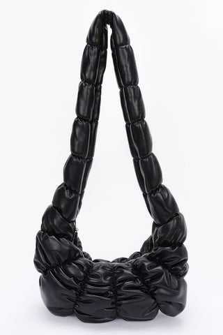 Pleated Faux Leather Crossbody Bag - Wear Arielle