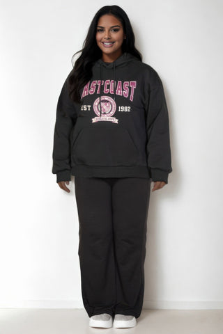 Plus Size Graphic Kangaroo Pocket Drawstring Hoodie - Wear Arielle