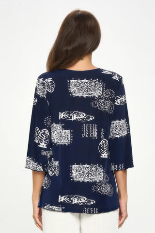 Print Quarter Sleeve Top - Wear Arielle