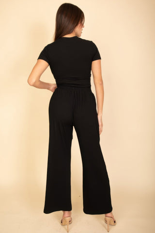 Relaxed Fit Top And Wide - leg Pants Set - Wear Arielle