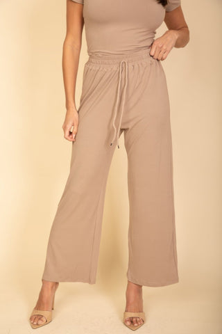 Relaxed Fit Top And Wide - leg Pants Set - Wear Arielle