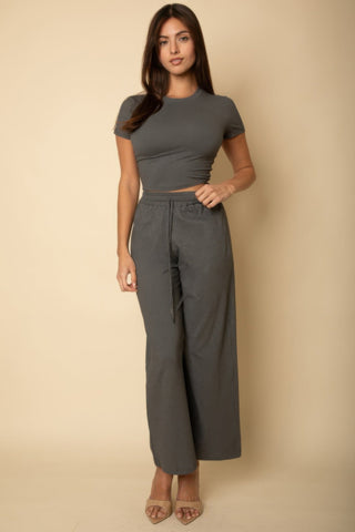 Relaxed Fit Top And Wide - leg Pants Set - Wear Arielle