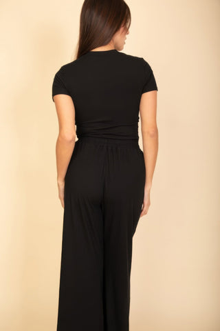 Relaxed Fit Top And Wide - leg Pants Set - Wear Arielle