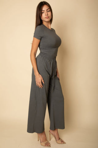 Relaxed Fit Top And Wide - leg Pants Set - Wear Arielle