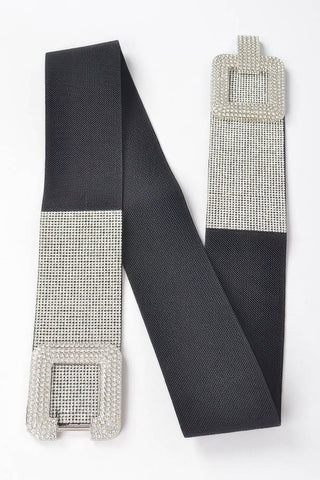 Rhinestone Buckle Plus Size Elastic Belt - Wear Arielle