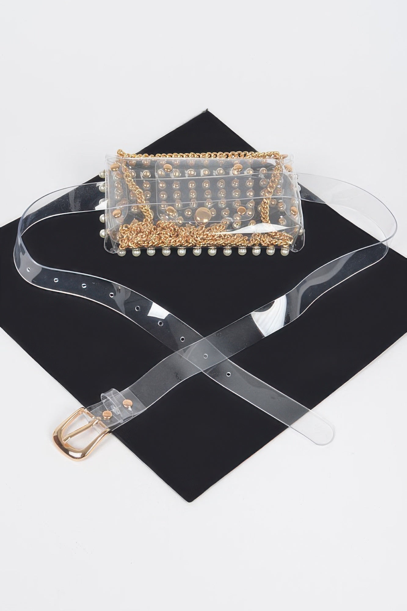 Rhinestone Clear Belt Bag W/chain - Wear Arielle