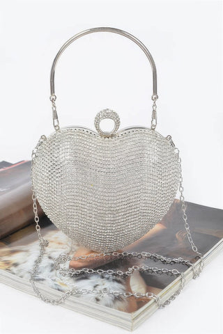 Rhinestone Heart Shape Party Clutch - Wear Arielle