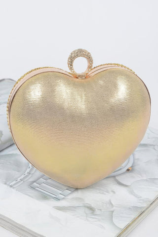 Rhinestone Heart Shape Party Clutch - Wear Arielle