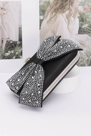 Rhinestone Hotfix Ribbon Nylon Hard Case Clutch - Wear Arielle