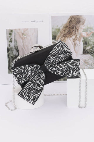 Rhinestone Hotfix Ribbon Nylon Hard Case Clutch - Wear Arielle