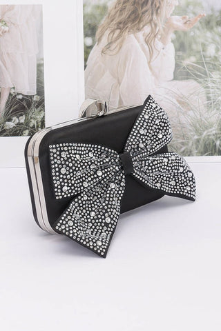 Rhinestone Hotfix Ribbon Nylon Hard Case Clutch - Wear Arielle