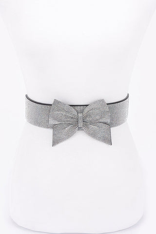Rhinestone Ribbon Elastic Plus Size Belt - Wear Arielle