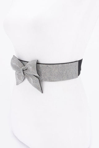 Rhinestone Ribbon Elastic Plus Size Belt - Wear Arielle