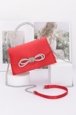 Rhinestone Ribbon Handle Flap Bag - Wear Arielle