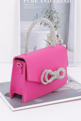 Rhinestone Ribbon Handle Flap Bag - Wear Arielle