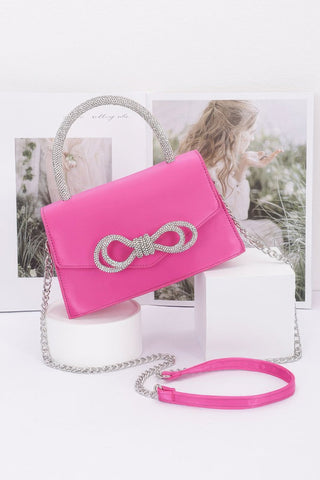 Rhinestone Ribbon Handle Flap Bag - Wear Arielle