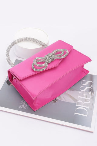 Rhinestone Ribbon Handle Flap Bag - Wear Arielle