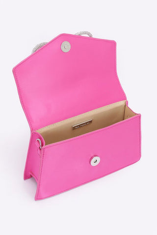 Rhinestone Ribbon Handle Flap Bag - Wear Arielle