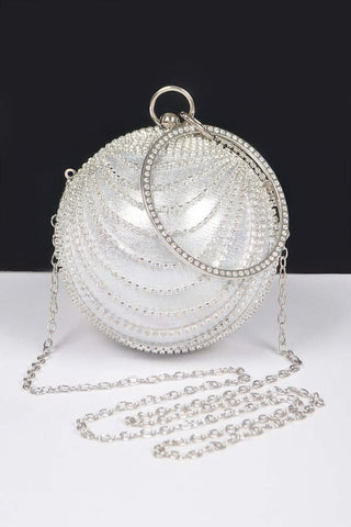 Rhinestone Round Party Clutch - Wear Arielle