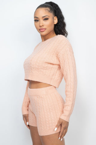Ribbed Crop Top And Shorts Set - Wear Arielle
