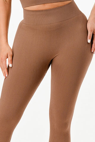Ribbed Seamless T-shirt And Leggings Set - Wear Arielle