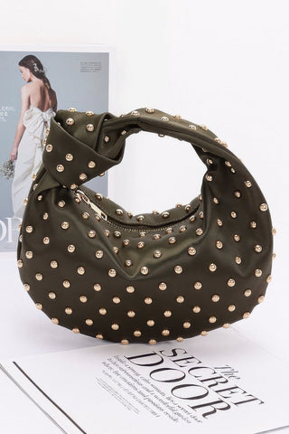 Satin Metal Studded Hobo Bag - Wear Arielle