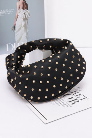 Satin Metal Studded Hobo Bag - Wear Arielle