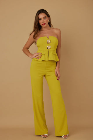 Scrunched Golden Stone Strapless Sets - Wear Arielle