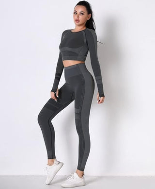 Seamless Long Sleeve Solid Yoga Set - Wear Arielle