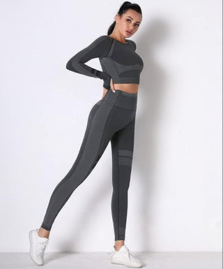 Seamless Long Sleeve Solid Yoga Set - Wear Arielle