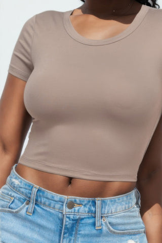 Short Sleeve Roundneck Crop Top - Wear Arielle