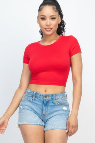 Short Sleeve Roundneck Crop Top - Wear Arielle