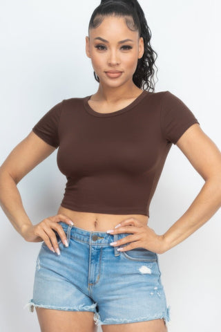 Short Sleeve Roundneck Crop Top - Wear Arielle