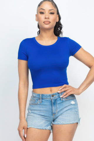Short Sleeve Roundneck Crop Top - Wear Arielle