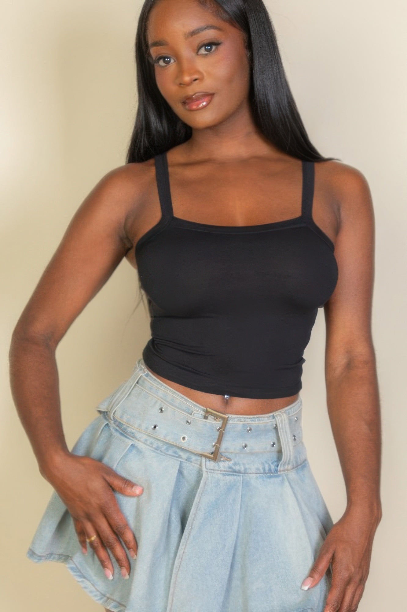 Solid Strap Tank Top - Wear Arielle