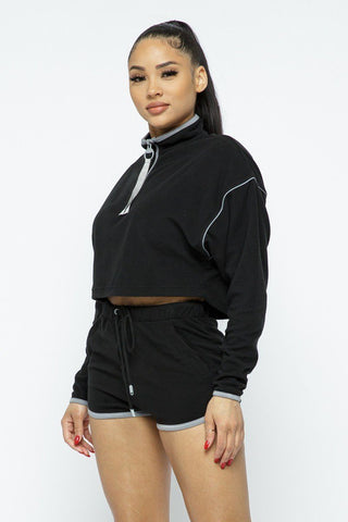 Sporty Crop Top Sporty High - waist Shorts Set - Wear Arielle