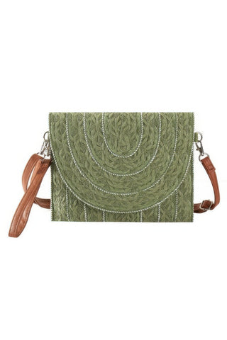 Stitch Detailed Straw Clutch & Crossbody Bag - Wear Arielle