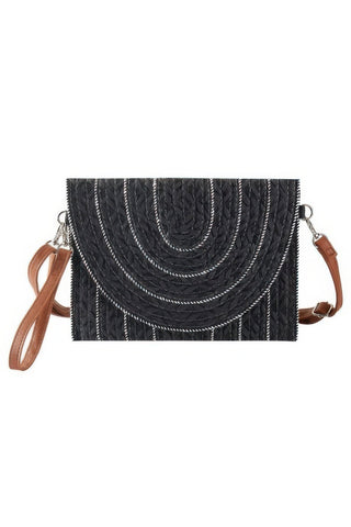Stitch Detailed Straw Clutch & Crossbody Bag - Wear Arielle