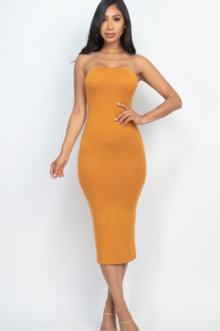 Strapless Tube Bodycon Midi Dress - Wear Arielle