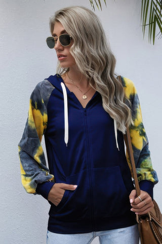 Tie Dye Full Zip Front Open Loose Hoodie - Wear Arielle