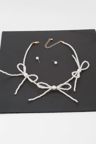 Triple Pearl Ribbon Necklace - Wear Arielle